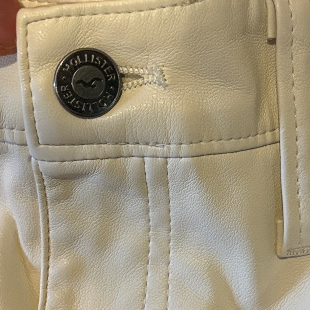 Hollister Cream Faux Leather Women's “Dad” Pants - Picture 6 of 7